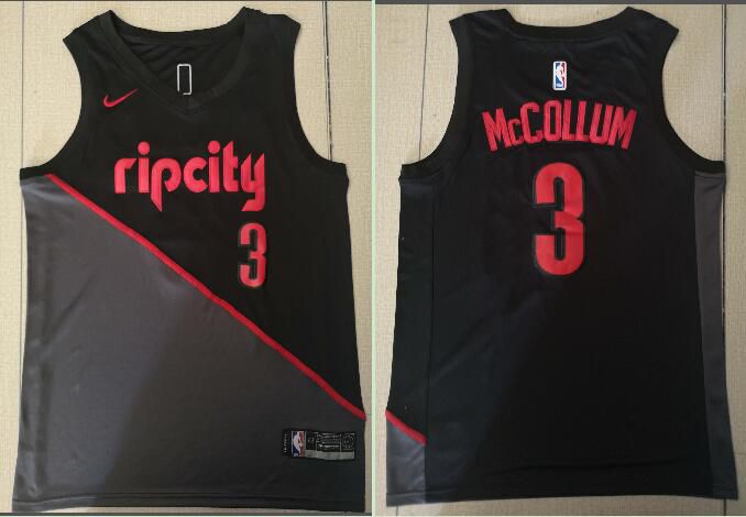 Men Portland Trail Blazers 3 Mccollum Black City Edition Game Nike NBA Jerseys